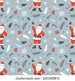 Christmas seamless pattern with santa