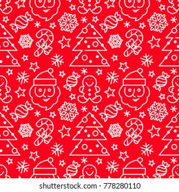 Christmas seamless pattern - Santa and candy canes