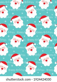 Patrón ininterrumpido de Navidad con diseño de Santa Claus en color azul Felices vacaciones fondo de texto