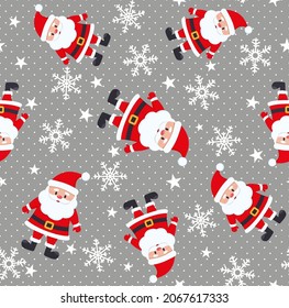 Christmas seamless pattern in santa claus and snowflakes for print and web design  