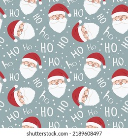 Christmas seamless pattern with Santa Claus and snowflakes. Can be used for fabric, wrapping paper, scrapbooking, textile, poster, banner and other christmas design. Flat style.