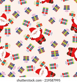 christmas seamless pattern with santa claus and gifts