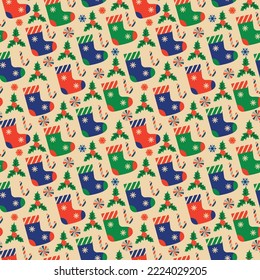 Christmas seamless pattern with Santa Claus Hats. Vector illustration