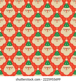 Patrón de Navidad sin fisuras con sombreros de Santa Claus. Ilustración del vector