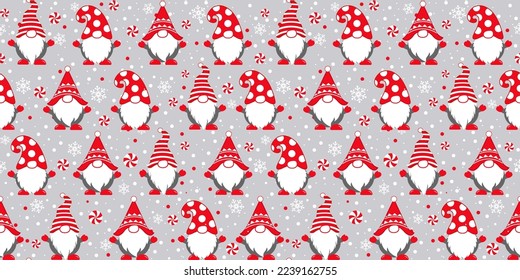 Navidad sin fisuras con santa claus y copos de nieve. Textura de navidad de navidad para el patrón de tela, envoltura de regalo, fondo web, tarjeta de navidad, tapicería, feliz año nuevo. Ilustración vectorial.