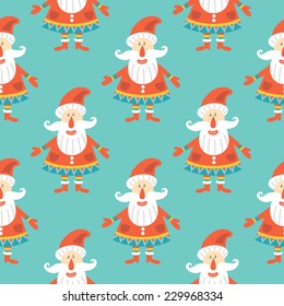 Christmas seamless pattern with Santa Claus. Vector illustration