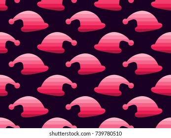 Christmas seamless pattern with Santa Claus hat. Vector illustration