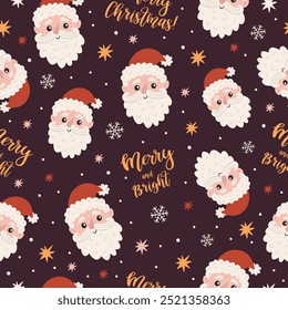 Christmas seamless pattern with Santa heads. Perfect for Christmas paper, fabric and gift designs.