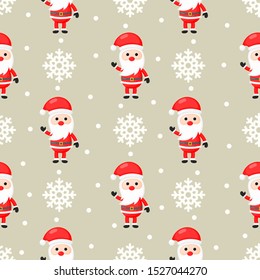 christmas seamless pattern with santa isolated on cream background. vector Illustration.