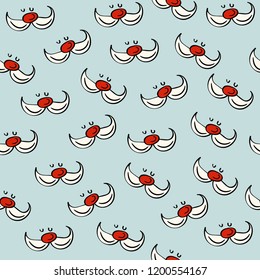 Christmas seamless pattern with Santa mose and his moustache for Christmas background  wrapping paper, print. Vector