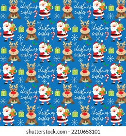Christmas seamless pattern with santa and reindeer