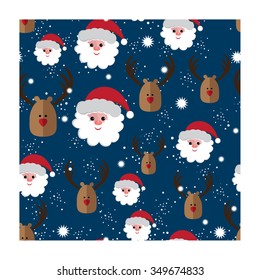 Christmas seamless pattern with Santa and Reindeer