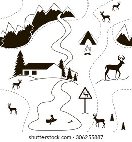 Christmas seamless pattern. Scandinavian seamless pattern Nordic style. Elements of Infographic.
B&W, Black and White 