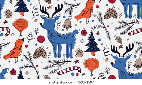 Seamless Vector Pattern Cute Woodland Animals Stock Vector (Royalty ...