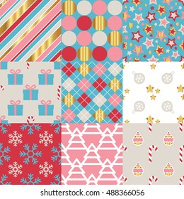 christmas seamless pattern set