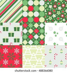 christmas seamless pattern set