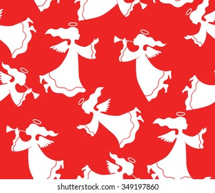 Christmas seamless pattern silhouettes of angels