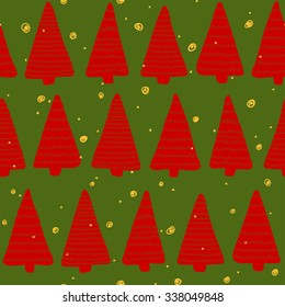 Christmas seamless pattern. Simple retro pattern of christmas tree.