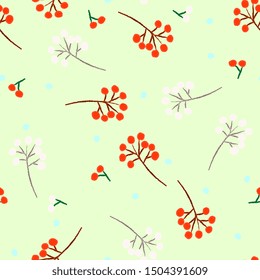 Christmas seamless pattern with  snow and berries. Perfect for holiday invitations, winter greeting cards, wallpaper and gift paper,For textiles, packaging, fabric, wallpaper.