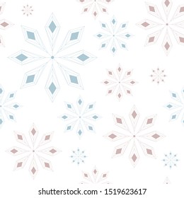 Christmas seamless pattern with snowflakes abstract background. Gray and golden snowflakes. Vector illustration. White background. Holiday design for New Year fashion prints. 