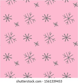 Christmas seamless pattern with snowflakes abstract background. Gray snowflakes. Vector illustration. Holiday design for Christmas and New Year fashion prints