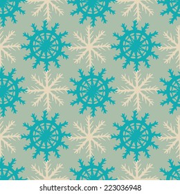 Christmas seamless pattern with snowflakes. Abstract holidays ornament. Repeating print background texture. Cloth design. Wallpaper 