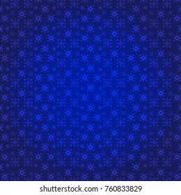Christmas seamless pattern with snowflakes abstract background. Blue snowflakes. Vector illustration. Dark blue background. Holiday design for Christmas and New Year fashion prints.