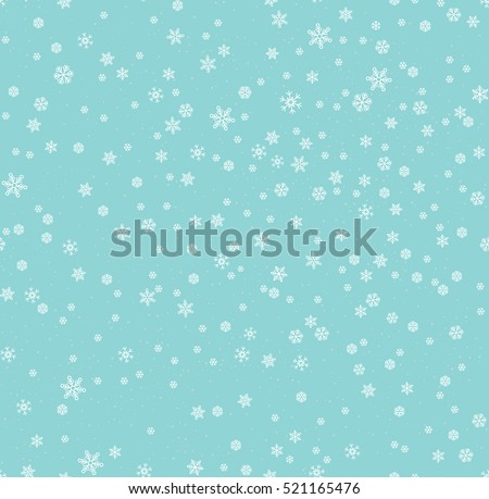 Christmas seamless pattern with snowflakes abstract background. White snowflakes. Vector illustration. Light blue background. Holiday design for Christmas and New Year fashion prints.