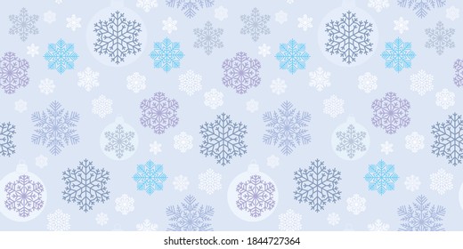 Christmas seamless pattern with snowflakes. Background illustration for greeting card, wrapping paper and other holiday media.