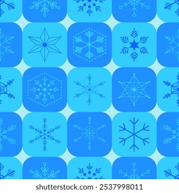 Christmas seamless pattern. Snowflakes, Christmas ball and ornaments background design for decoration on Christmas card, banner, wrapping, wallpaper, textile, fashion.