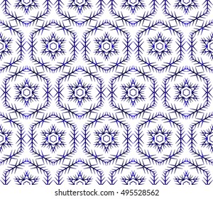 Christmas seamless pattern of snowflakes. blue gradient. vector illustration