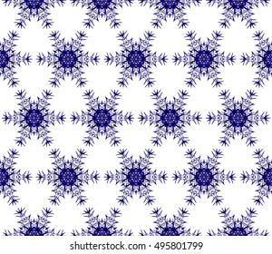 Christmas seamless pattern of snowflakes. blue gradient. vector illustration