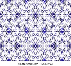 Christmas seamless pattern of snowflakes. blue gradient. vector illustration