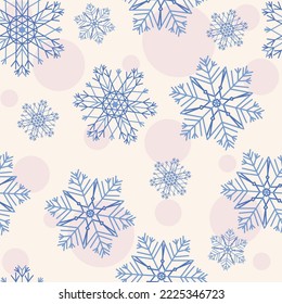 Christmas seamless pattern with snowflakes and circles on a background. Festive cozy pattern for Christmas textile, cards, invitations, banners