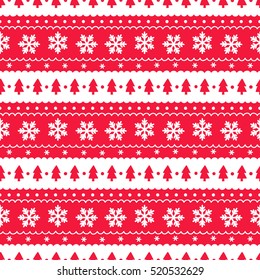 Christmas seamless pattern with snowflakes and fir trees. Perfect for greeting cards, wallpaper, gift paper, web page background, winter decorations.