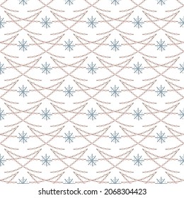 Christmas seamless pattern. Snowflakes and garlands in the New Year pattern. Good for fabric and children textile design.