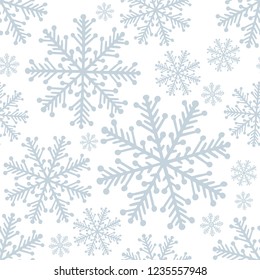 
Christmas seamless pattern with snowflakes. Hand drawn snowflakes seamless background.