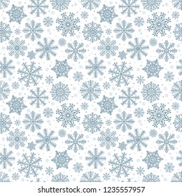 
Christmas seamless pattern with snowflakes. Hand drawn snowflakes seamless background.