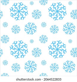 Patrón de Navidad sin fisuras con copos de nieve aislados en fondo blanco. Feliz año nuevo papel pintado y envoltura para diseño estacional, textil, decoración, tarjeta de saludo. Impresiones dibujadas a mano y garabatos.