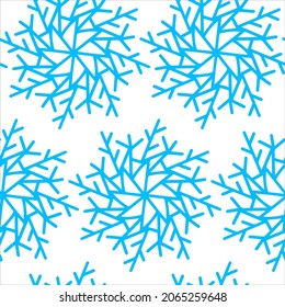 Christmas seamless pattern with snowflakes isolated on white background. Happy new year wallpaper and wrapper for seasonal design, textile, decoration, greeting card. Hand drawn prints and doodle.