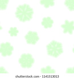 Christmas seamless pattern of snowflakes, light green on white background