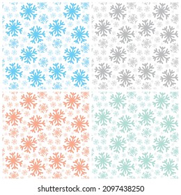 Christmas seamless pattern with snowflakes. New Year's holiday set of vector textures.