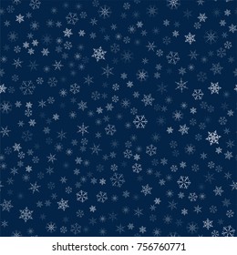Christmas seamless pattern from snowflakes. New year festive texture for design postcards, invitations, greetings, and clothing. Vector illustration.