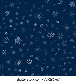 Christmas seamless pattern from snowflakes. New year festive texture for design postcards, invitations, greetings, and clothing. Vector illustration.