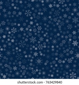 Christmas seamless pattern from snowflakes. New year festive texture for design postcards, invitations, greetings, and clothing. Vector illustration.