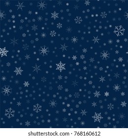 Christmas seamless pattern from snowflakes. New year festive texture for design postcards, invitations, greetings, and clothing. Vector illustration.