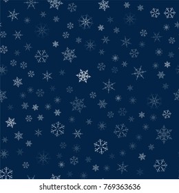 Christmas seamless pattern from snowflakes. New year festive texture for design postcards, invitations, greetings, and clothing. Vector illustration.