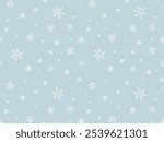 Christmas seamless pattern with snowflakes on a mint green background. Simple winter background design