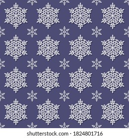 Christmas Seamless Pattern With Snowflakes On A Dark Background