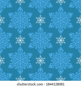 Fotos de nieve de patrón ininterrumpido de Navidad en ilustración vectorial de fondo azul
